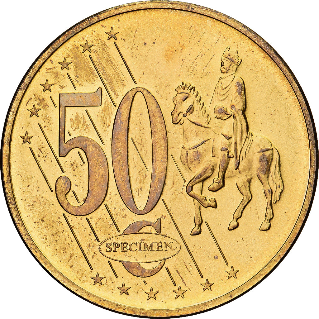 Latvia, Medal, 50 C, Essai Trial, 2003, MS(65-70), Copper-Nickel Gilt