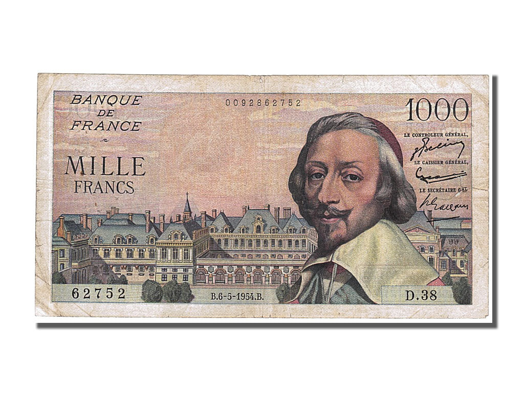 Banknote, France, 1000 Francs, 1 000 F 1953-1957 ''Richelieu'', 1954