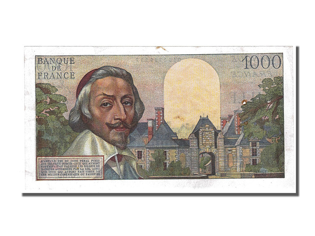 Billete, Francia, 1000 Francs, 1 000 F 1953-1957 ''Richelieu'', 1954