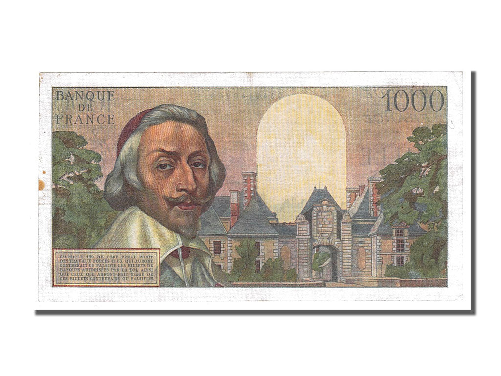 Banknote, France, 1000 Francs, 1 000 F 1953-1957 ''Richelieu'', 1955