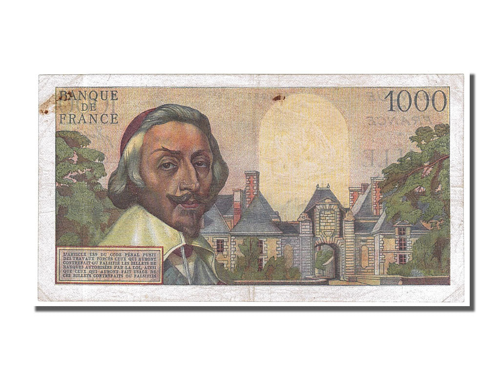 Billete, Francia, 1000 Francs, 1 000 F 1953-1957 ''Richelieu'', 1956