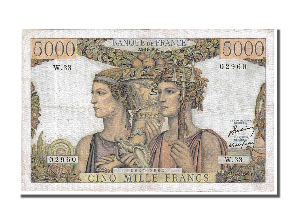 Banknote, France, 5000 Francs, 5 000 F 1949-1957 ''Terre et Mer'', 1949