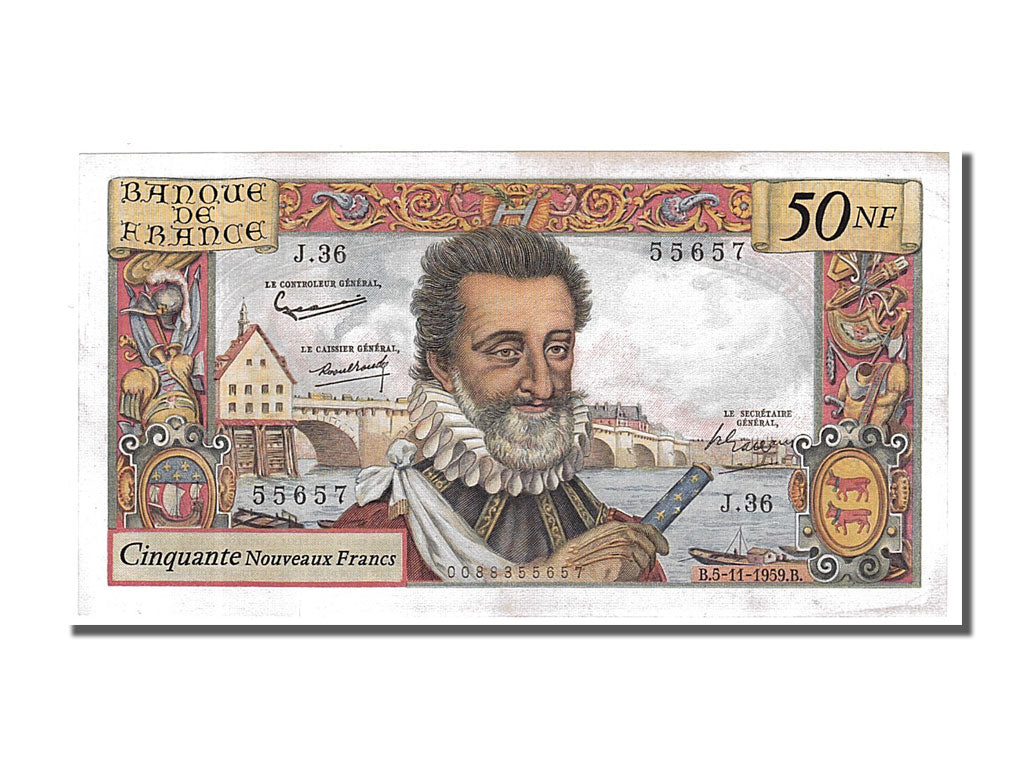 Banknot, Francja, 50 Nouveaux Francs, Henri IV, 1959, 1959-11-05, UNC(60-62)