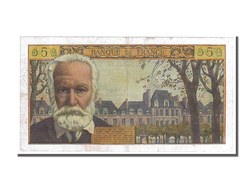 Banknote, France, 5 Nouveaux Francs, 5 NF 1959-1965 ''Victor Hugo'', 1961