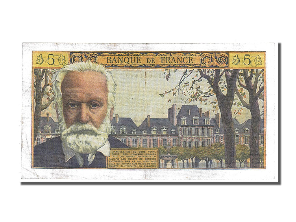 Banknot, Francja, 5 Nouveaux Francs, Victor Hugo, 1964, 1964-05-06, AU(55-58)