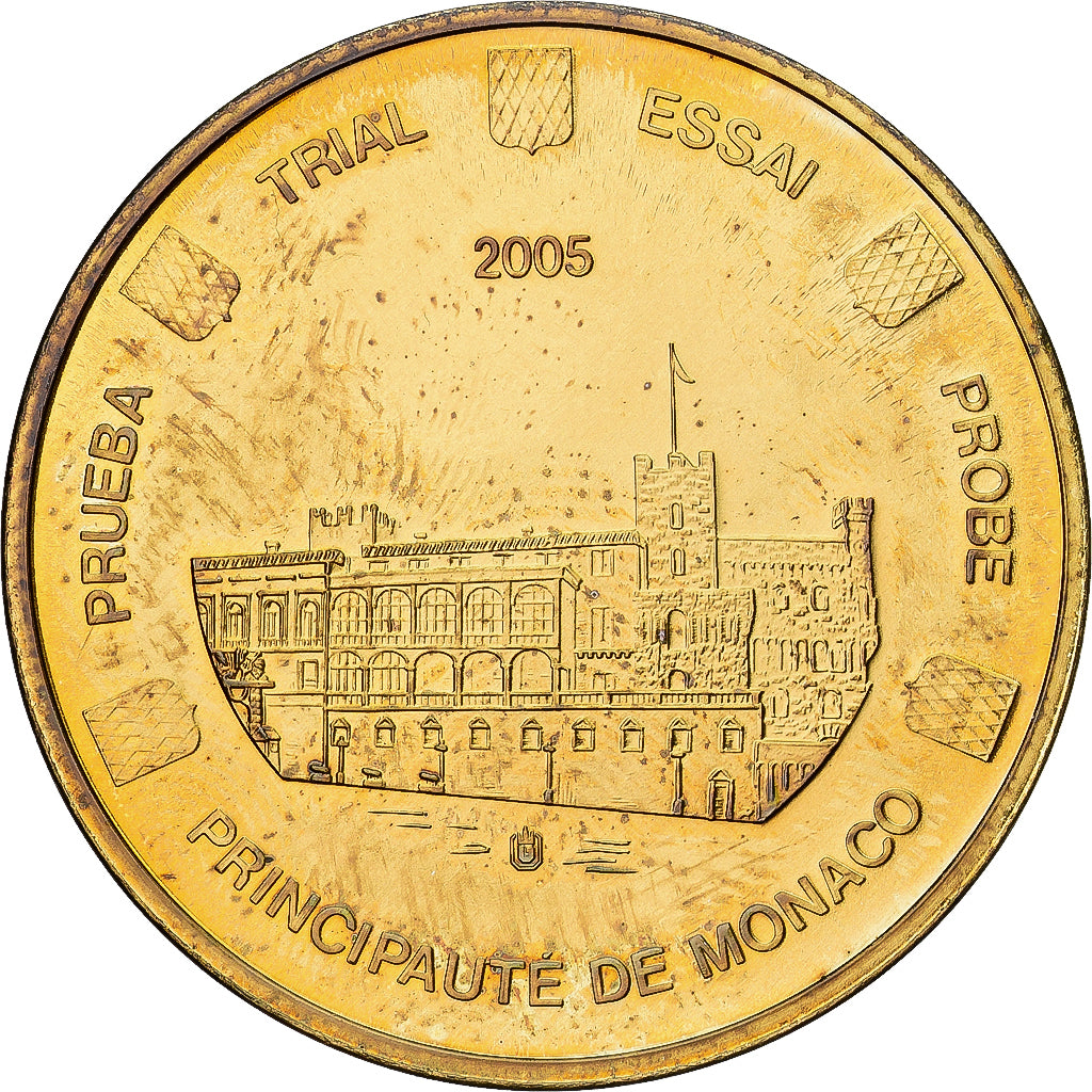 Monaco, Medal, 50 C, Essai Trial, 2005, MS(65-70), Copper-Nickel Gilt