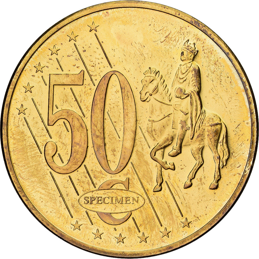 Monaco, Medal, 50 C, Essai Trial, 2005, MS(65-70), Copper-Nickel Gilt
