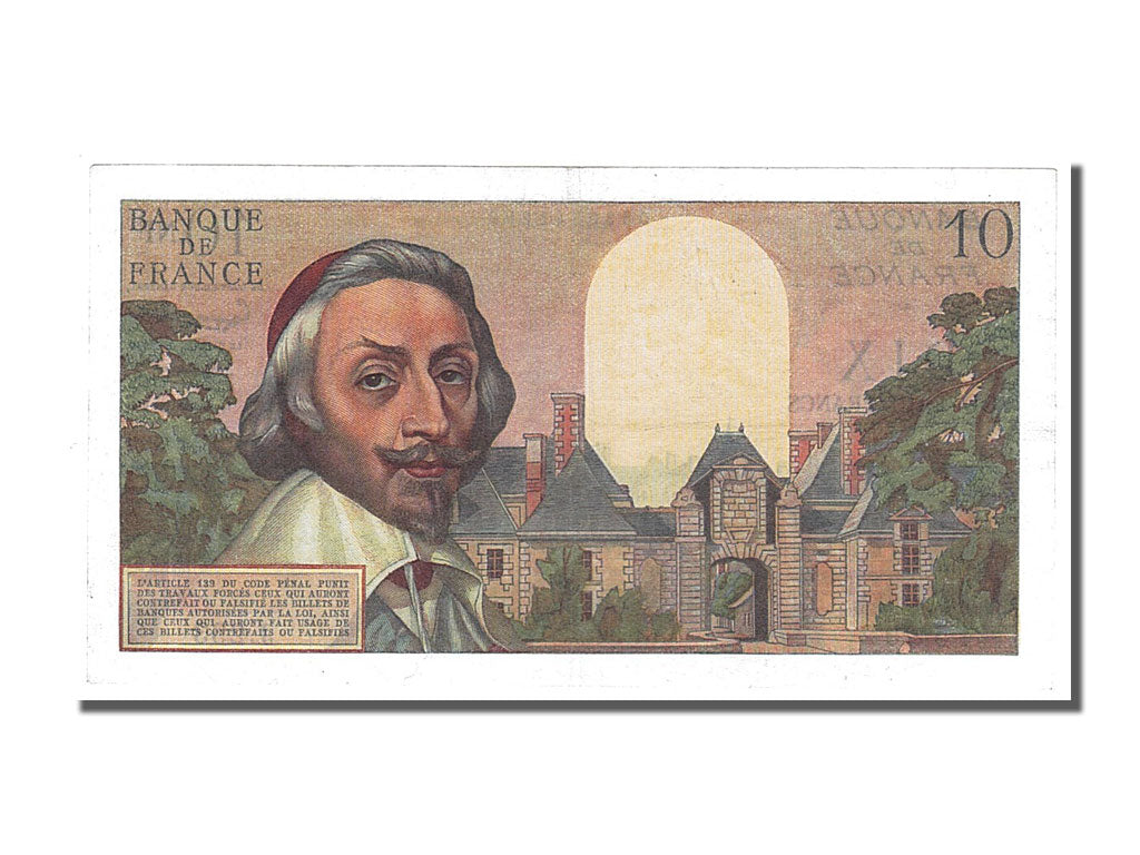 Banknot, Francja, 10 Nouveaux Francs, Richelieu, 1963, 1963-01-04, AU(50-53)
