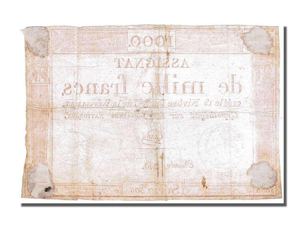 Banconote, Francia, 1000 Francs, 1795, Godet, MB, KM:A80, Lafaurie:175