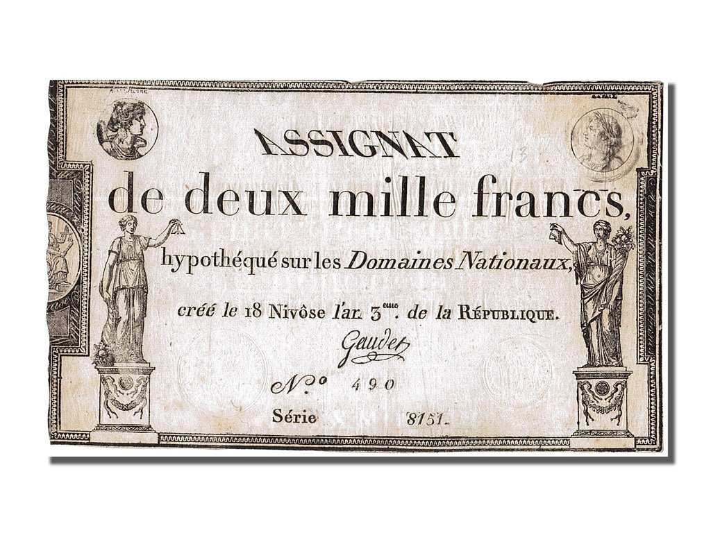 Banknote, France, 2000 Francs, 1795, Gaudet, EF(40-45), KM:A81, Lafaurie:176