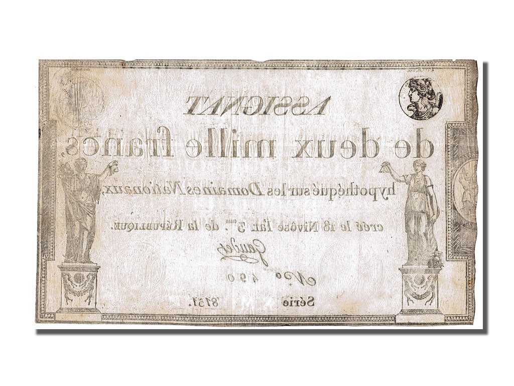 Banknote, France, 2000 Francs, 1795, Gaudet, EF(40-45), KM:A81, Lafaurie:176