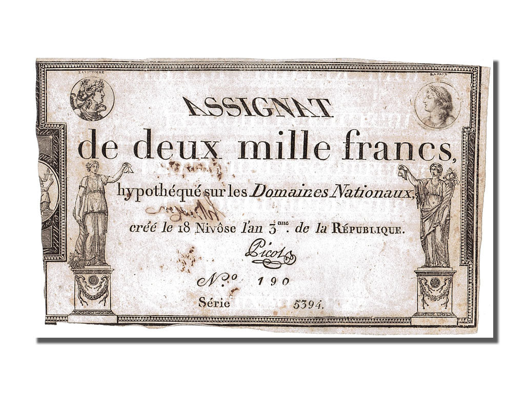 Banknote, France, 2000 Francs, 1795, Picot, EF(40-45), KM:A81, Lafaurie:176