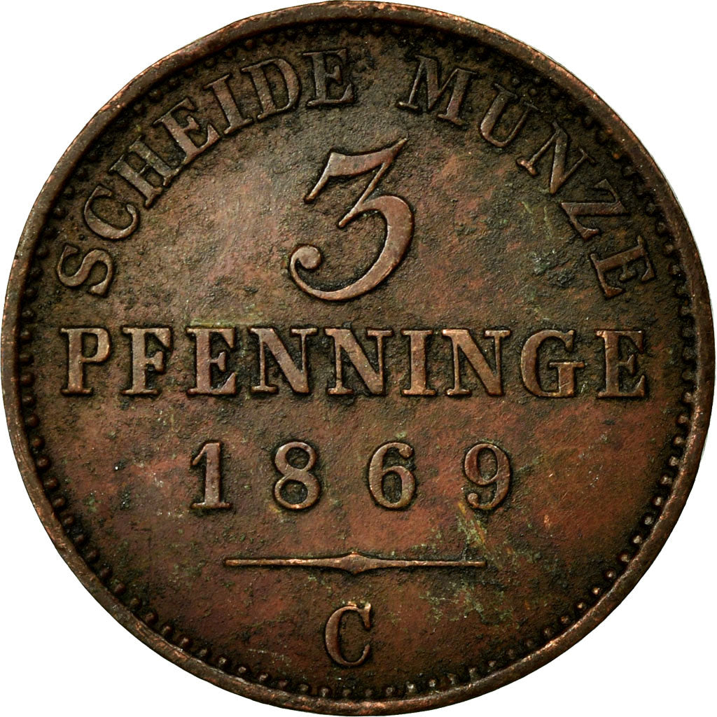 Coin, German States, PRUSSIA, Wilhelm I, 3 Pfennig, 1869, Cleves, EF(40-45)