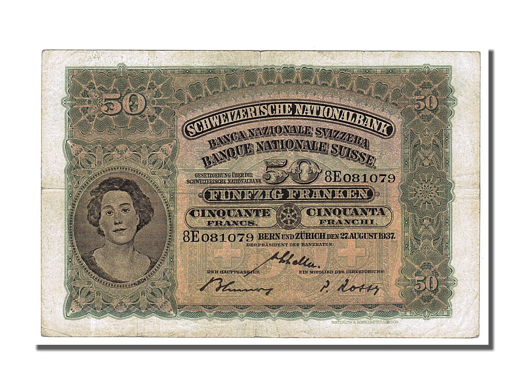 Banknote, Switzerland, 50 Franken, 1937, 1937-08-27, EF(40-45)