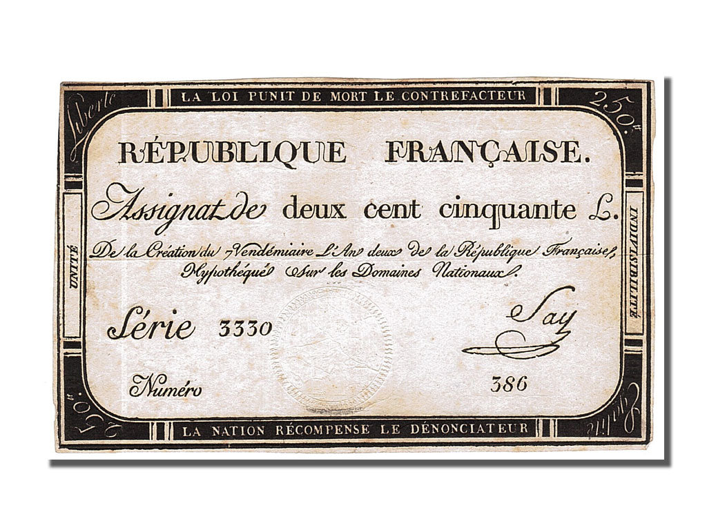Billete, Francia, 250 Livres, 1793, Dreux, MBC, KM:A75, Lafaurie:170
