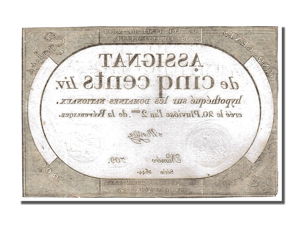 Banconote, Francia, 500 Livres, 1794, Mortier, BB+, KM:A77, Lafaurie:172