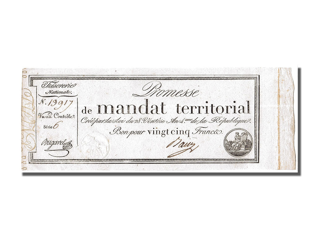Banconote, Francia, 25 Francs, 1796, Bugarel, SPL-, KM:A83b, Lafaurie:200