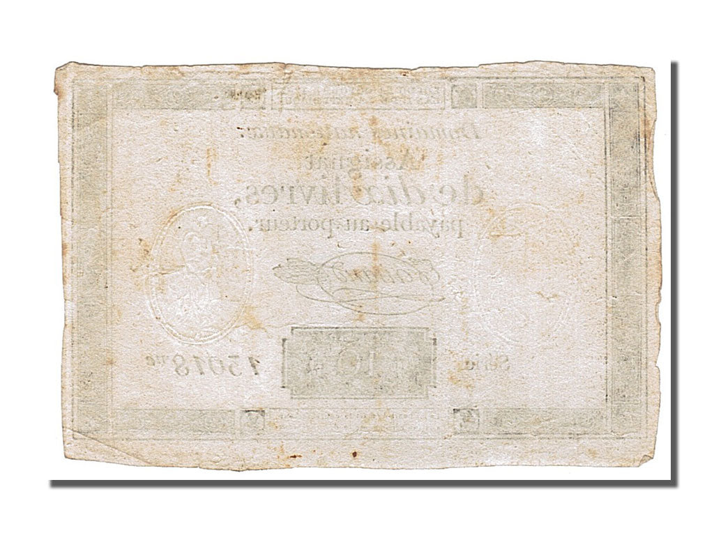 Banknote, France, 10 Livres, 1792, Taisaud, EF(40-45), KM:A66b, Lafaurie:161.b