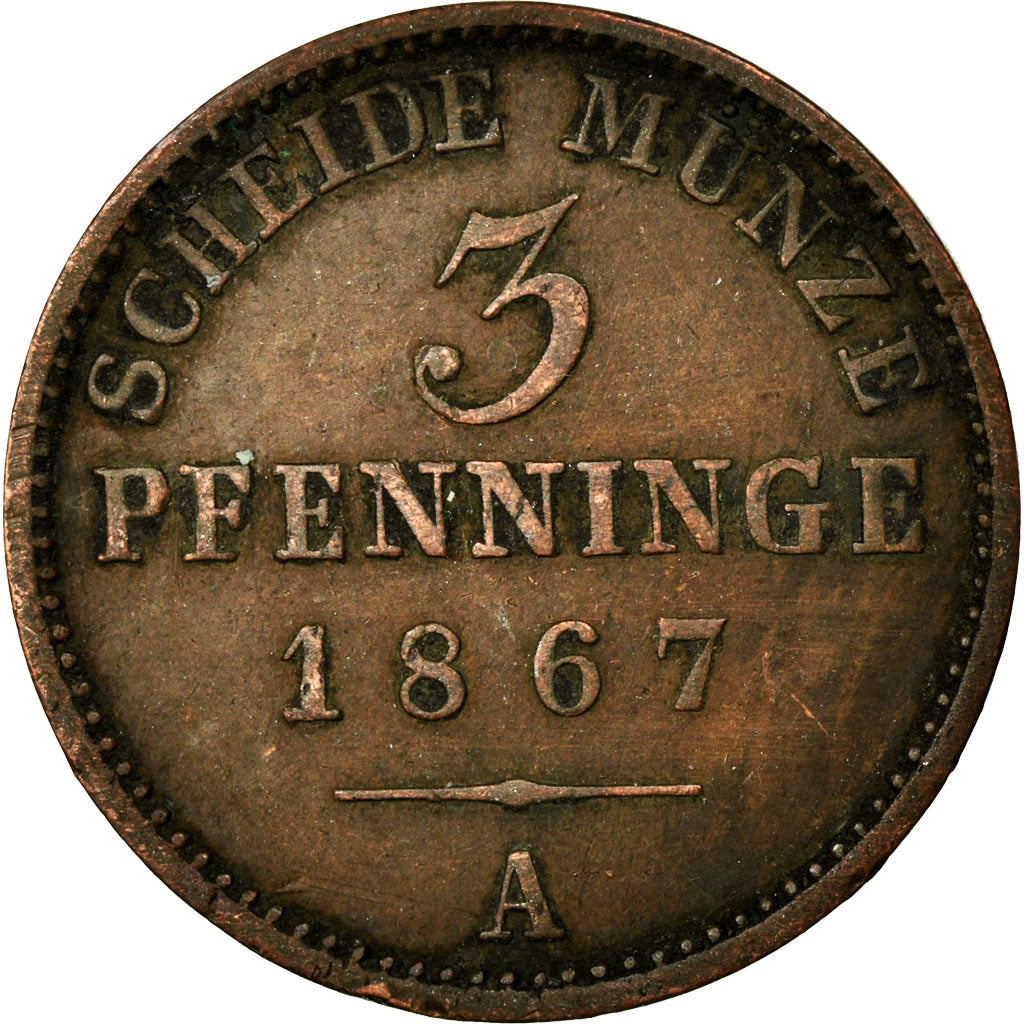 Coin, German States, PRUSSIA, Wilhelm I, 3 Pfennig, 1867, Berlin, EF(40-45)