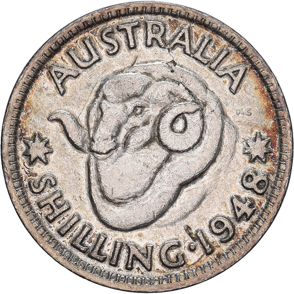 Australia, George VI, Shilling, 1948, Plata, BC+, KM:39a