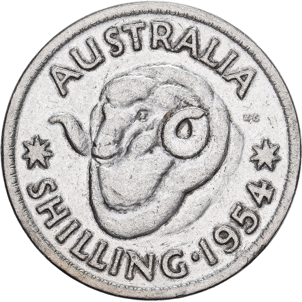 Australie, Élisabeth II, Shilling, 1954, Melbourne, Argent, TB, KM:53
