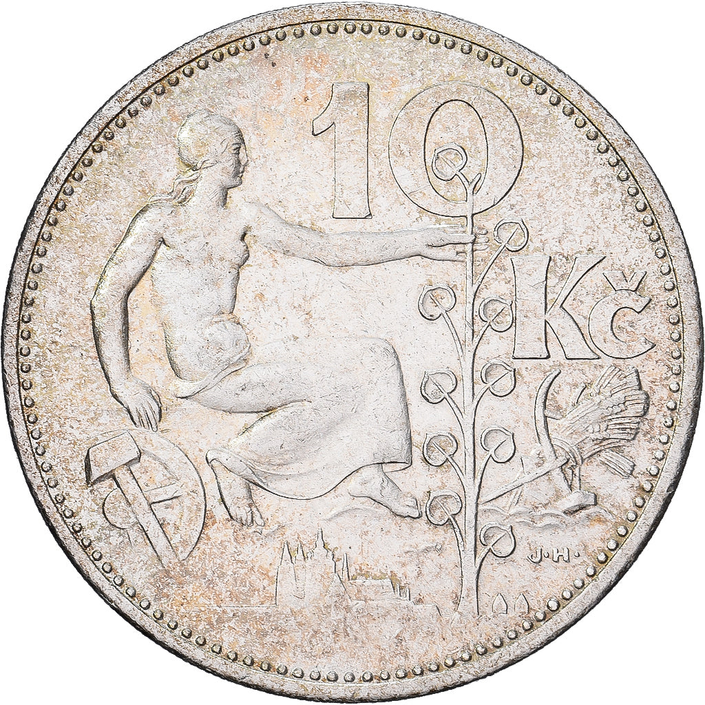Czechoslovakia, 10 Korun, 1930, Silver, AU(55-58), KM:15