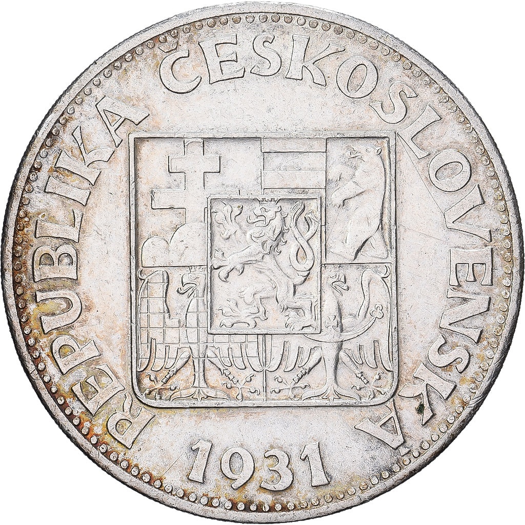 Checoslovaquia, 10 Korun, 1931, Plata, EBC, KM:15