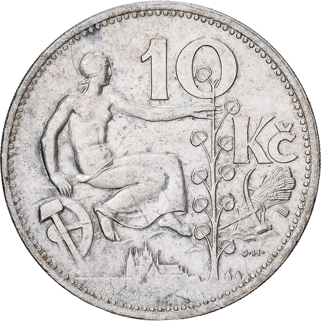 Checoslovaquia, 10 Korun, 1931, Plata, EBC, KM:15