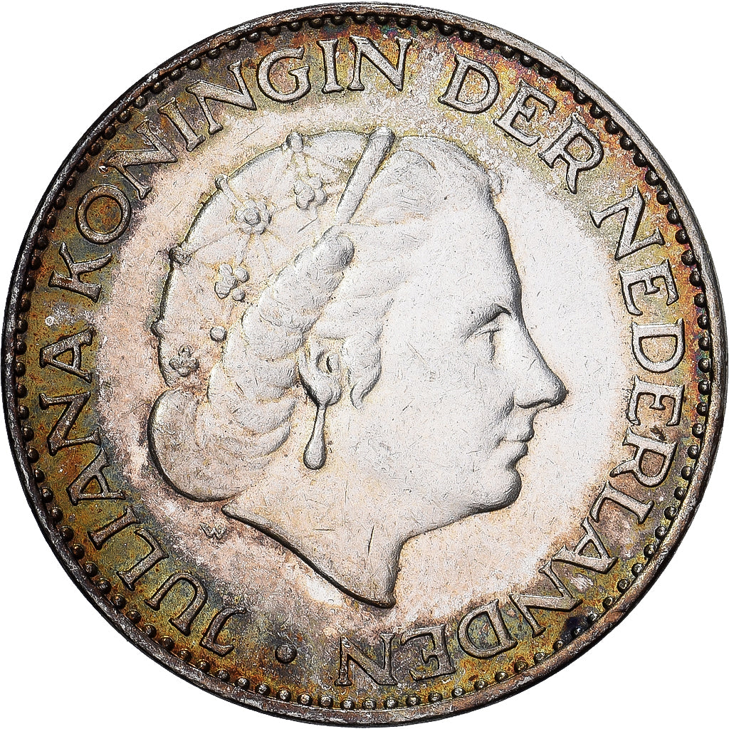 Países Baixos, Juliana, 1 Gulden, 1957, Prata, AU(55-58), KM:184