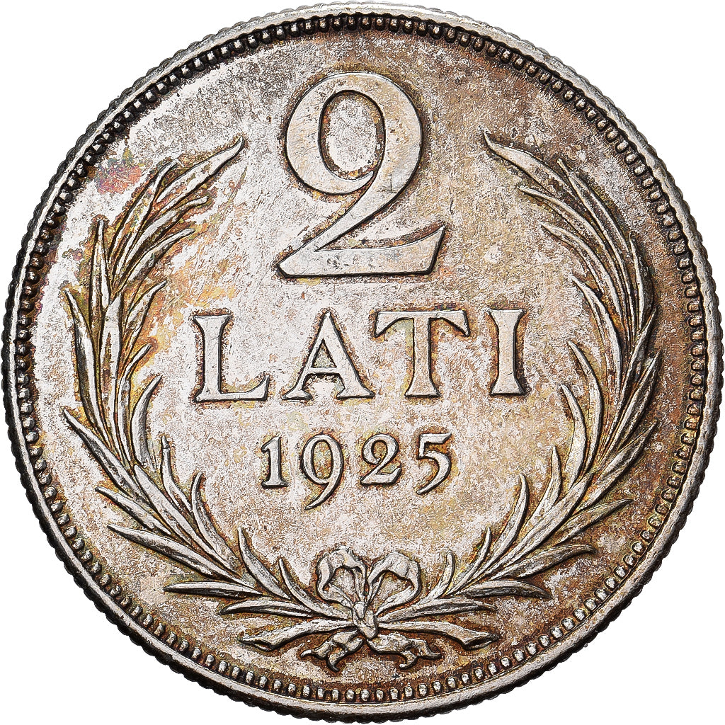 Latvia, 2 Lati, 1925, Silver, AU(55-58), KM:8
