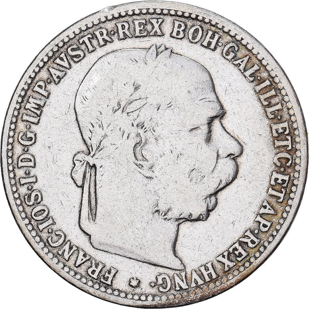 Hungría, Franz Joseph I, Korona, 1893, Kormoczbanya, Plata, BC+, KM:484