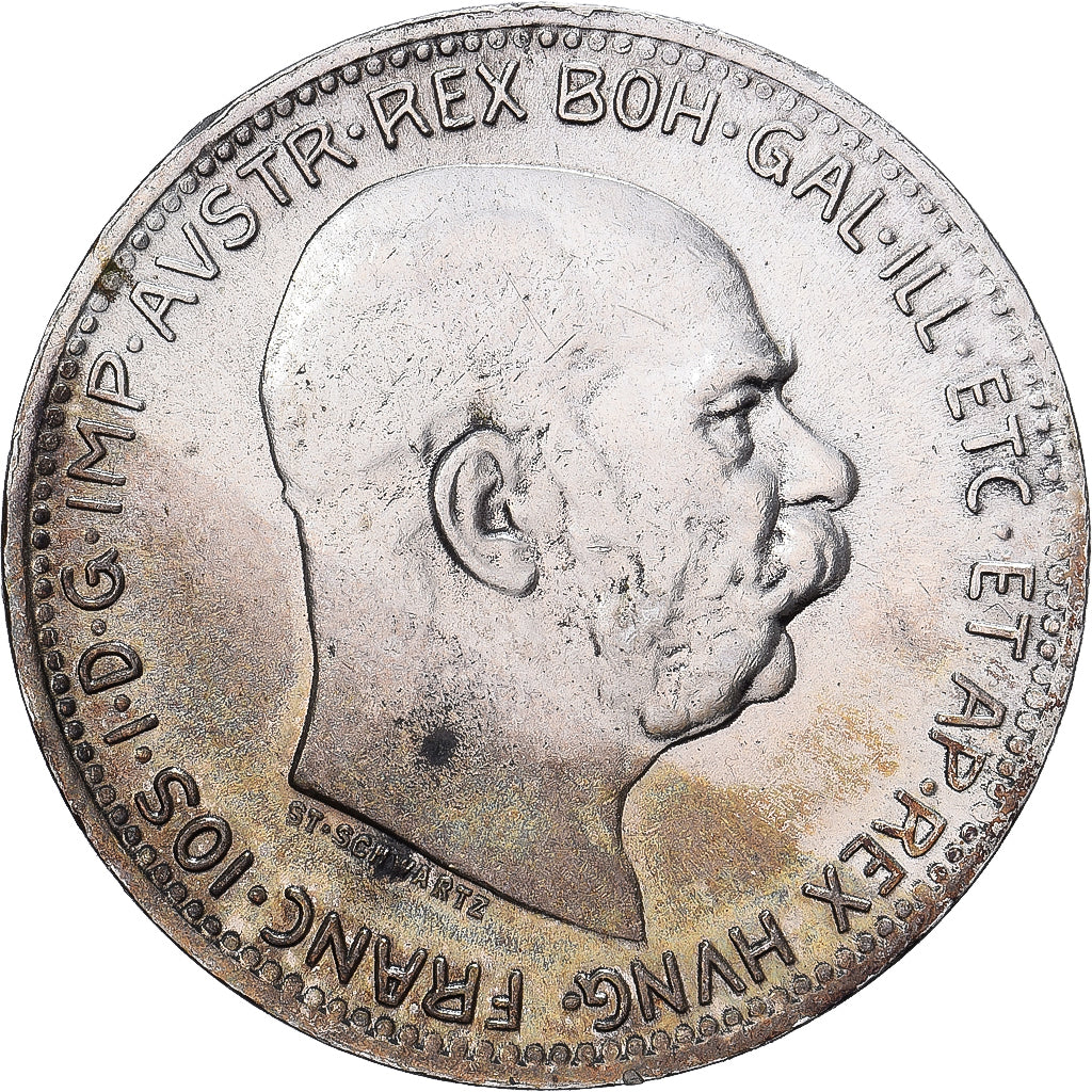 Hongarije, Franz Joseph I, Korona, 1916, Zilver, ZF, KM:492