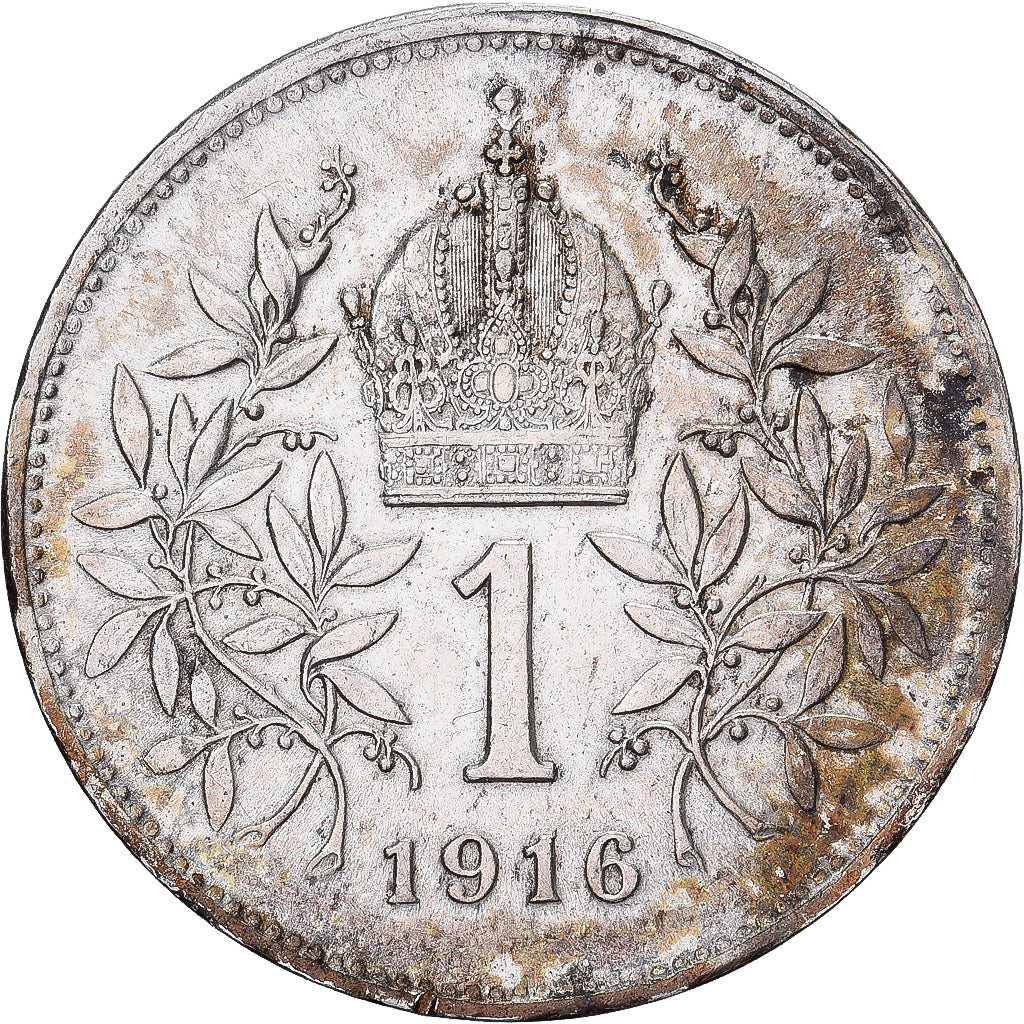 Hongarije, Franz Joseph I, Korona, 1916, Zilver, ZF, KM:492