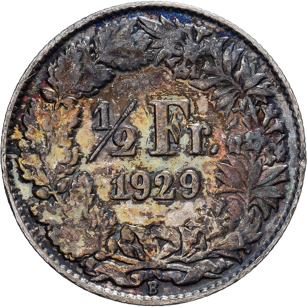 Suiza, 1/2 Franc, 1929, Bern, Plata, EBC, KM:23