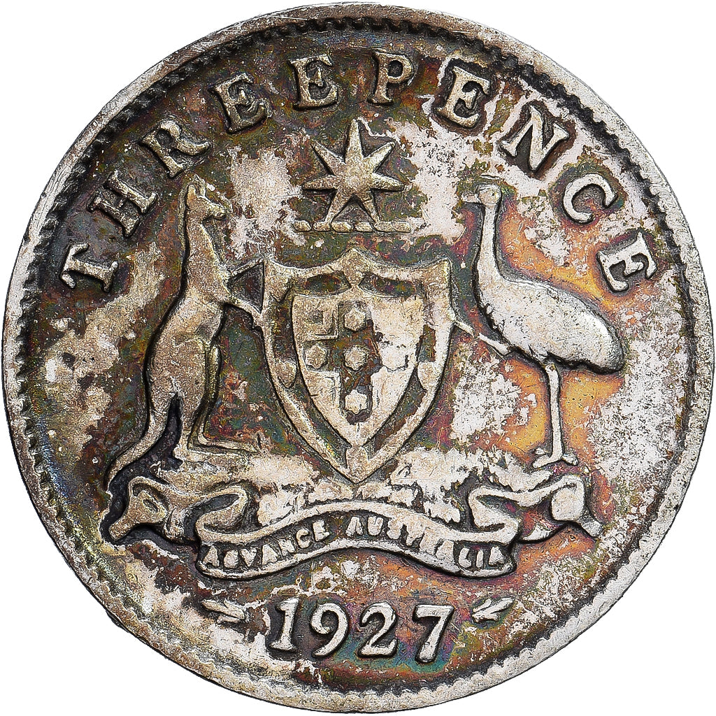 Australië, George V, Threepence, 1927, Zilver, FR+, KM:24