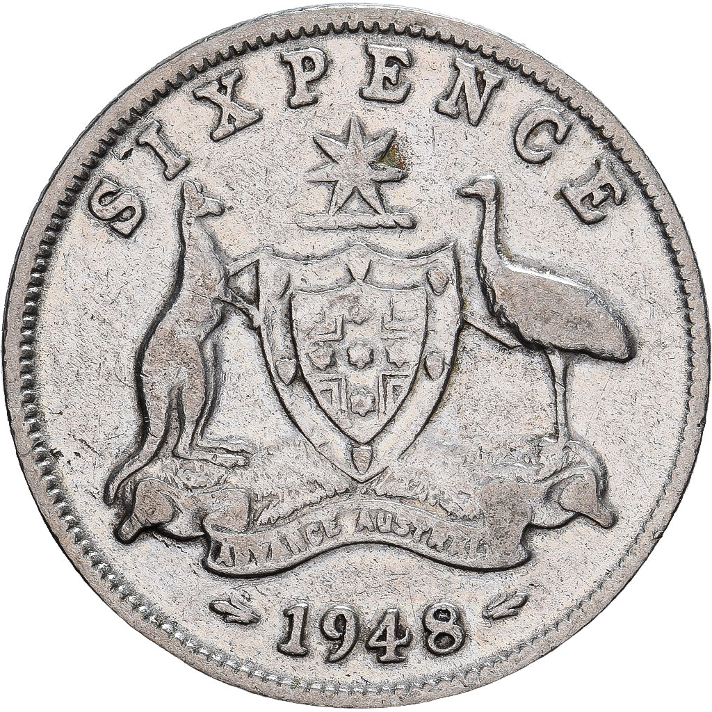 Australia, George VI, Sixpence, 1948, Melbourne, Argento, MB+, KM:38a