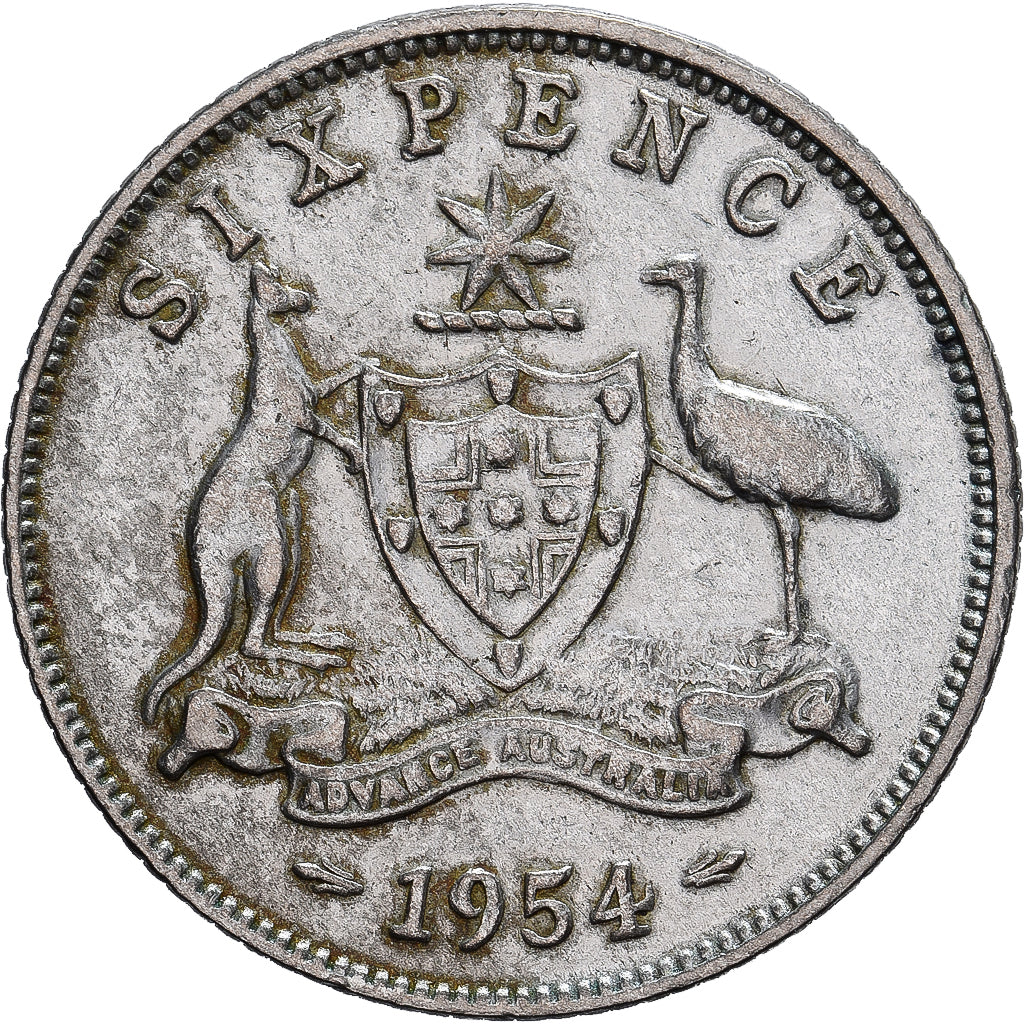 Australia, Elizabeth II, Sixpence, 1954, Melbourne, Argento, MB+, KM:52
