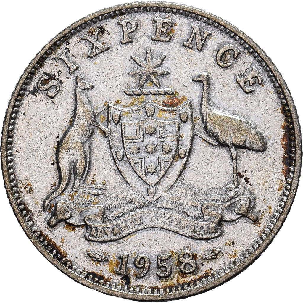 Australia, Elizabeth II, Sixpence, 1958, Melbourne, Argento, MB+, KM:58