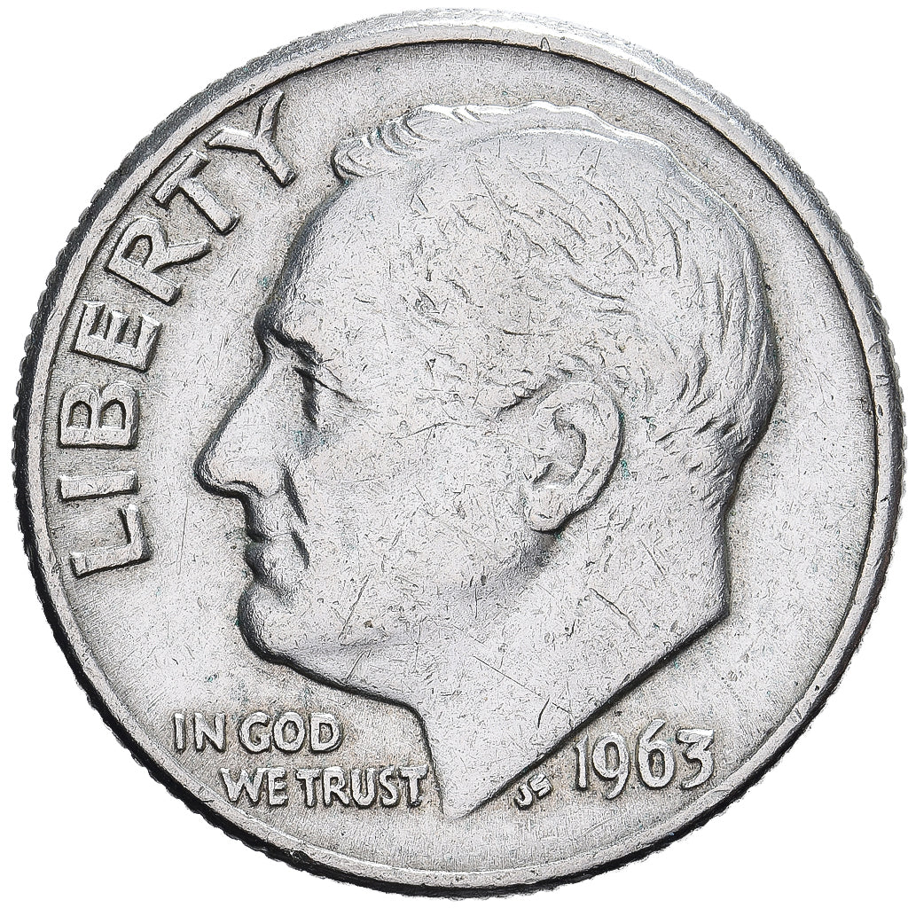 Stati Uniti, Dime, Roosevelt Dime, 1963, U.S. Mint, Argento, BB, KM:195