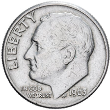 United States, Dime, Roosevelt Dime, 1963, U.S. Mint, Silver, EF(40-45), KM:195
