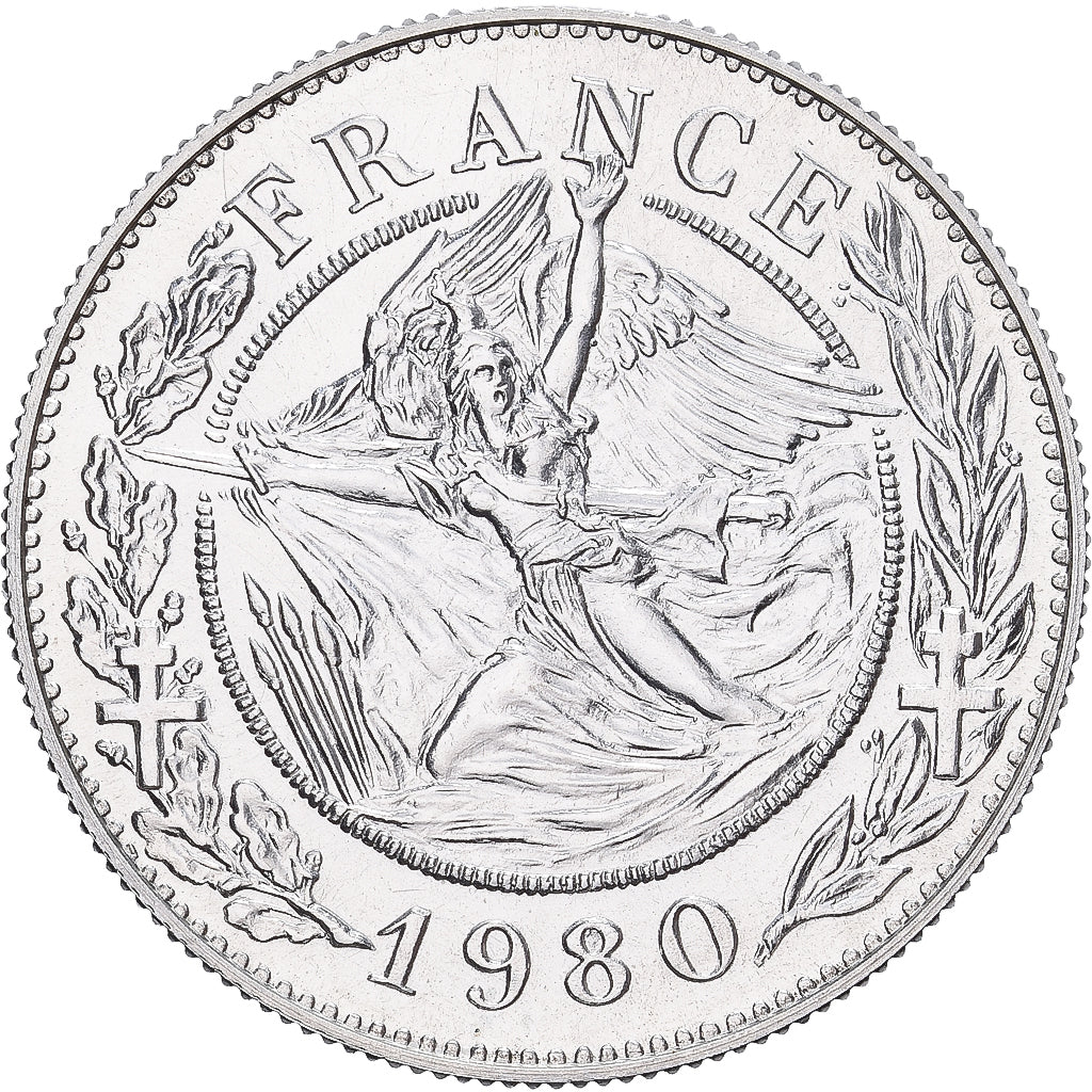 Francja, medal, Général De Gaulle, 1980, Srebro, Santucci, MS(65-70)