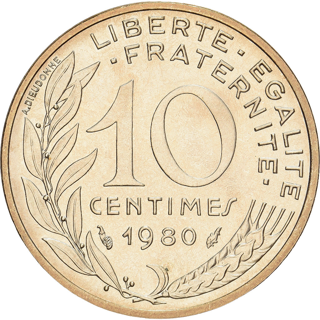 Frankreich, 10 Centimes, Marianne, 1980, Paris, série FDC, Aluminum-Bronze