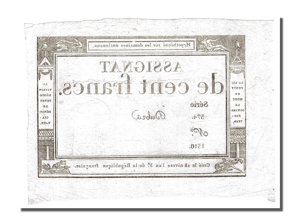 Geldschein, Frankreich, 100 Francs, 1795, Dubra, VZ, KM:A78, Lafaurie:173