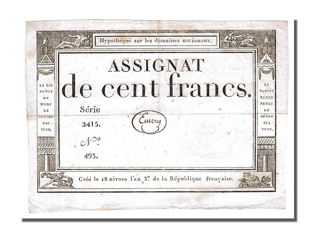 Banknote, France, 100 Francs, 1795, Emery, AU(55-58), KM:A78, Lafaurie:173