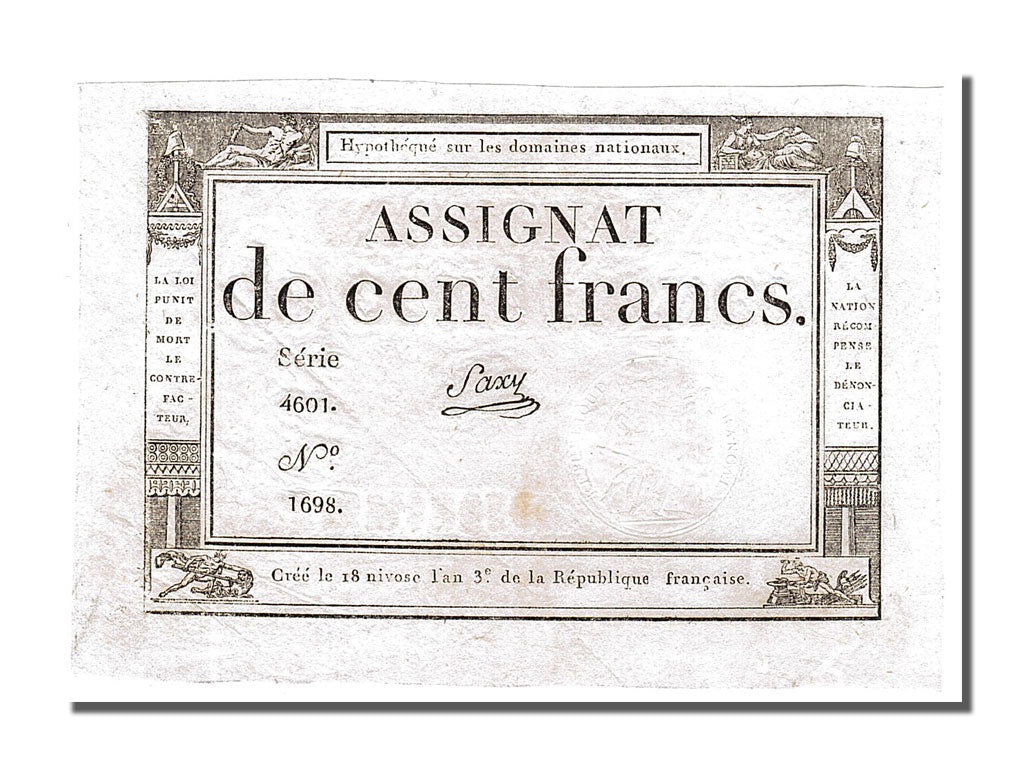 Geldschein, Frankreich, 100 Francs, 1795, Saxy, VZ, KM:A78, Lafaurie:173