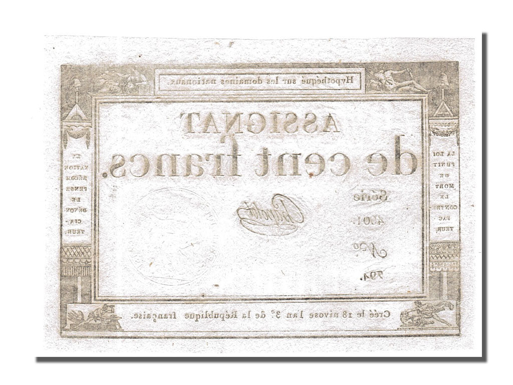 Banconote, Francia, 100 Francs, 1795, Chapotot, SPL, KM:A78, Lafaurie:173