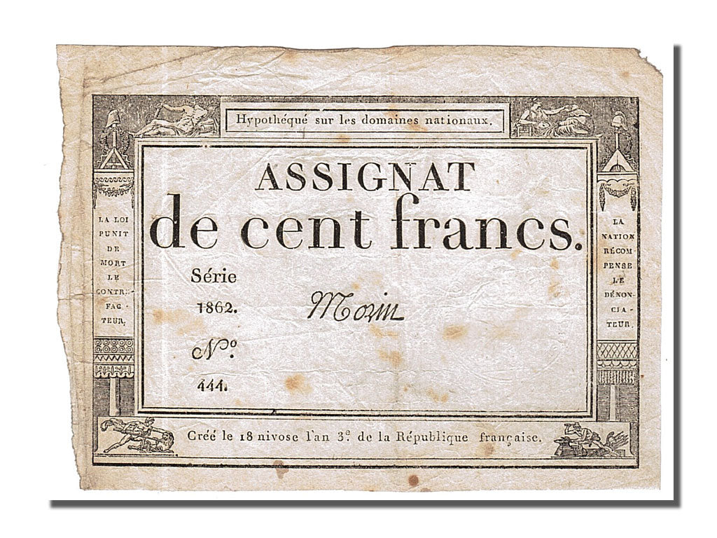 Banknot, Francja, 100 Francs, 1795, Morin, EF(40-45), KM:A78, Lafaurie:173