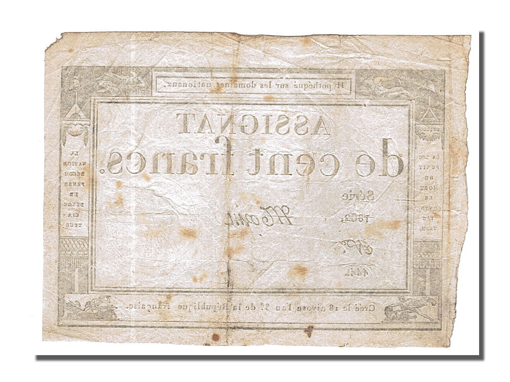 Banknot, Francja, 100 Francs, 1795, Morin, EF(40-45), KM:A78, Lafaurie:173