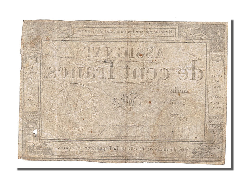 Banconote, Francia, 100 Francs, 1795, Guyot, BB, KM:A78, Lafaurie:173