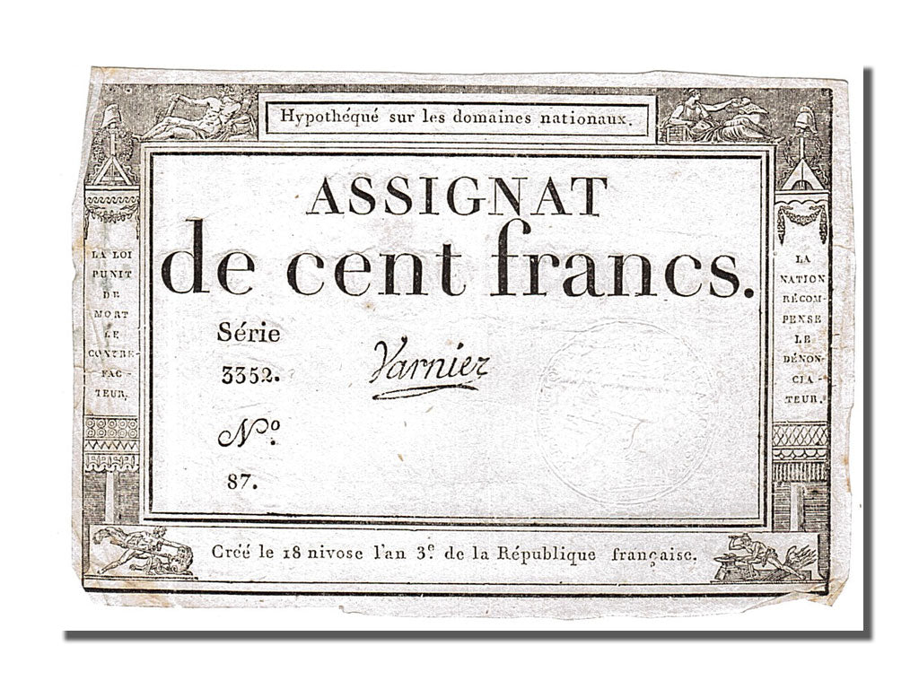 Banknote, France, 100 Francs, 1795, Varnier, EF(40-45), KM:A78, Lafaurie:173